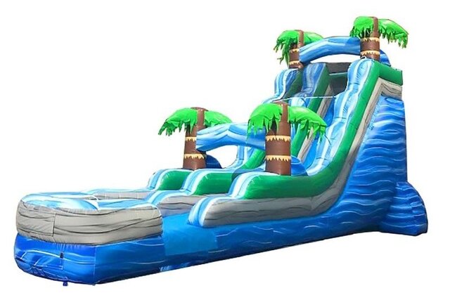 Water Slide 19ft Tropical Paradise Slide with Inflated Landing Zone