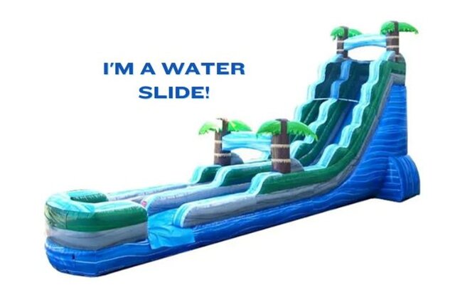 24ft Tropical Blue Marble Single Lane Water Slide
