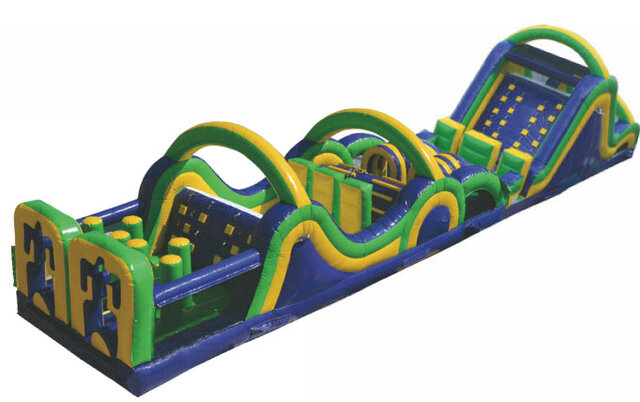 65 Ft Purplish Radical Run Obstacle Course With Slide