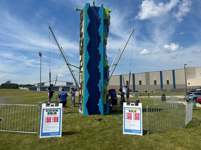 Rock Climb Wall and 2 Pod Bungee Trampoline