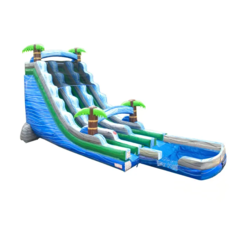 24' Tropical Marble Wave Dual Lane Water Slide with Pool