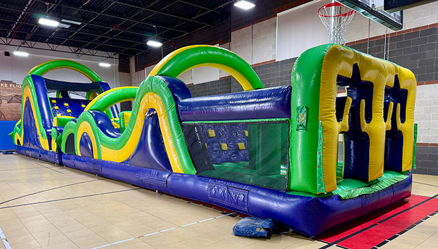 65ft Radical Challenge inflatable obstacle course rental in Utah for large parties and events