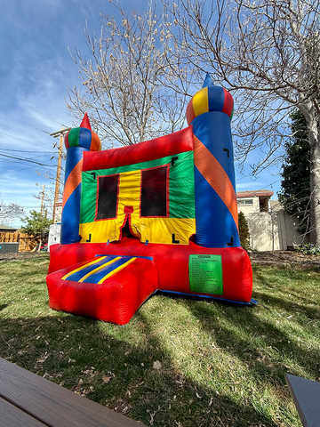 Aladdin’s castle bounce house rental in Utah with colorful inflatable castle design for kids parties and events