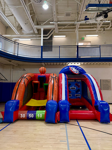 Inflatable basketball and frisbee challenge game rentals in Utah for parties and competitive events
