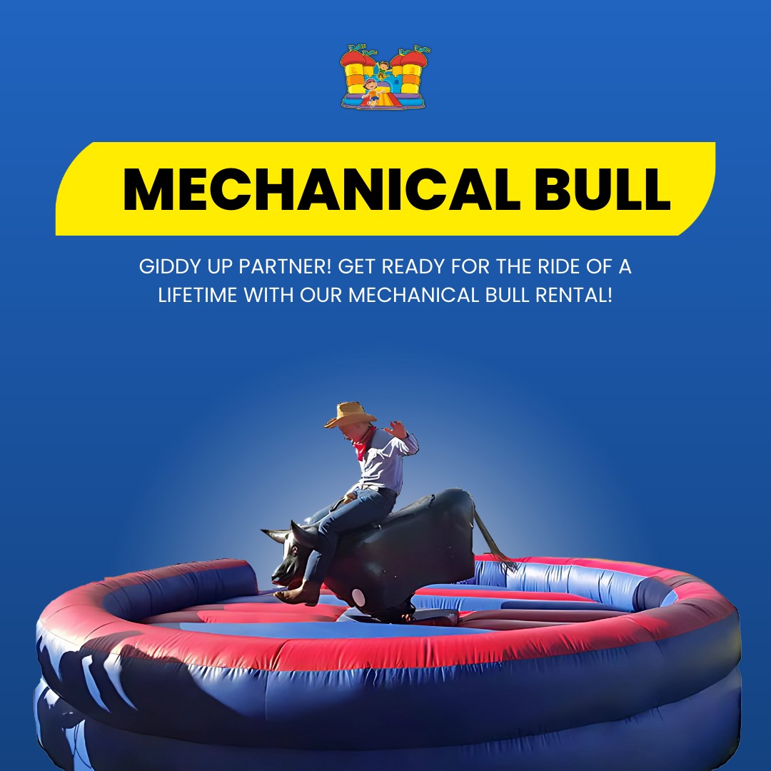 Promotional picture of a mechanical bull for rent