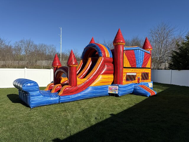 (9)  Double Lane Slide And Bouncer Combo #CU3