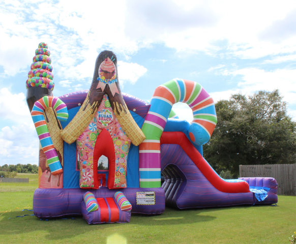 (3)  Candy Land Sugar Shack bouncer with DRY slide#CU30