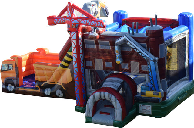 Construction bouncer with 2 lane slide