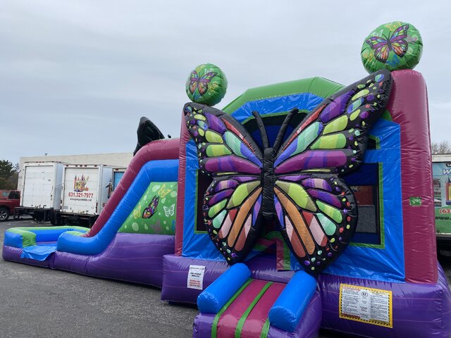 Butterfly Bouncer with 2 lane Slide & POOL