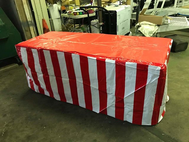 Red and White striped vinyl table covers
