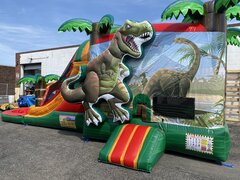 3D Dinosaur WATERSLIDE and Bouncer Party Combo