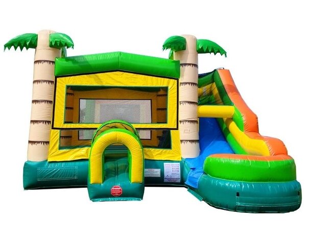 Island Tropic Themed Bounce and Water Slide Combo