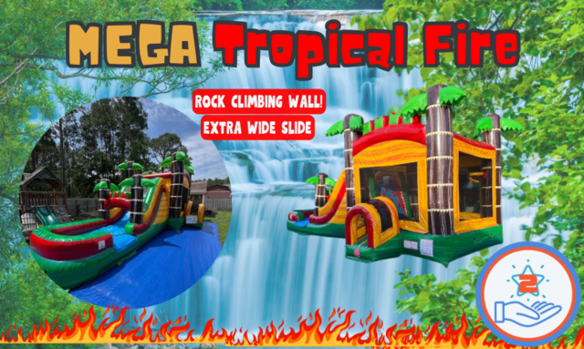 MEGA Tropical Fire Bounce House Combo WET