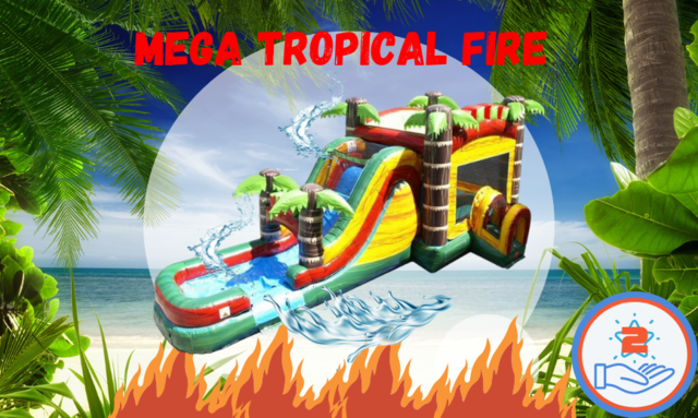 MEGA Tropical Fire Bounce House Combo WET