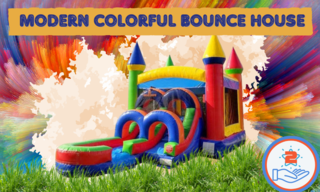 Modern Colorful Bounce House Combo DRY