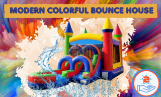 Modern Colorful Bounce House Combo WET