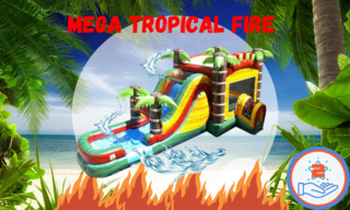 MEGA Tropical Fire Bounce House Combo WET