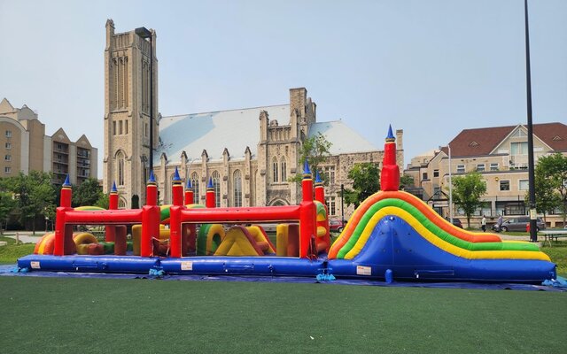 60ft Rainbow Titan Obstacle Course Bouncy Castle