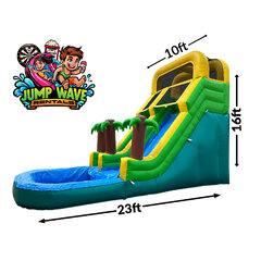 16' "Tropical Splash" Blue 'Wet or Dry' Slide with Pool