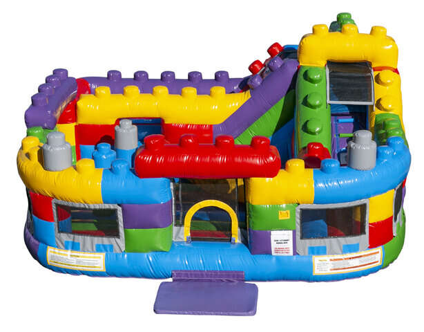 Fun and colorful Mega Block Play Land inflatable bounce house rentals in La Mirada, CA 