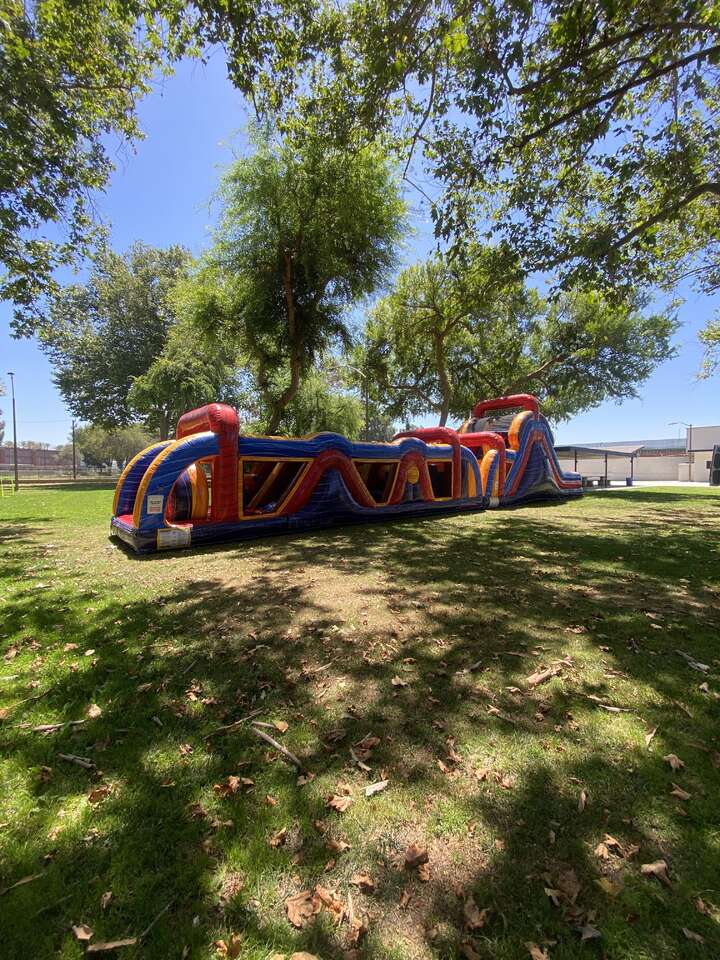 Long Beach church carnival with inflatable supper cool obstacle course