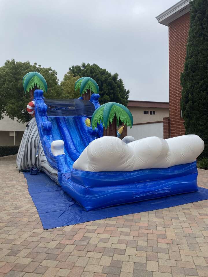 Malibu Dual Lane Water Slide inflatable rental at a Lakewood, CA party