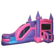 Large Pink Combo Module with Waterslide,  rent this Combo for the weekend at our one day price, we will deliver on Friday and pick up on Monday, BEST DEAL IN TOWN!      