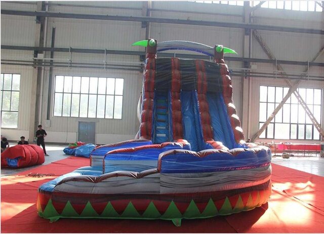 19 Foot Double Lane curved Red Ruby Water Slide