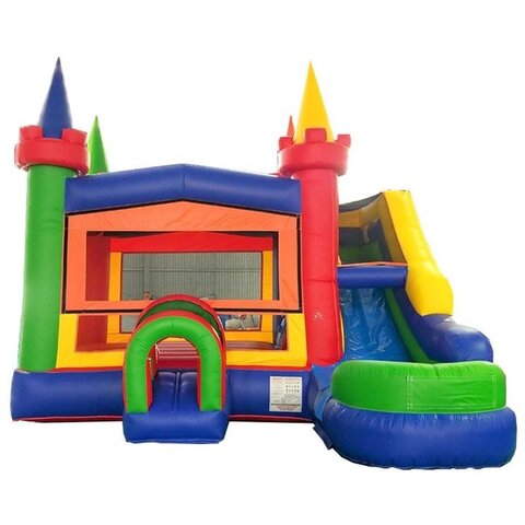 Rainbow Bounce House and Single Slide