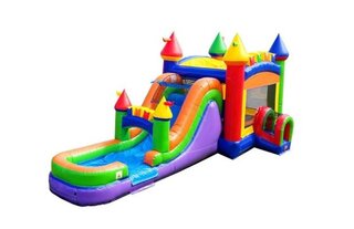 MEGA Rainbow Bounce House and Slide