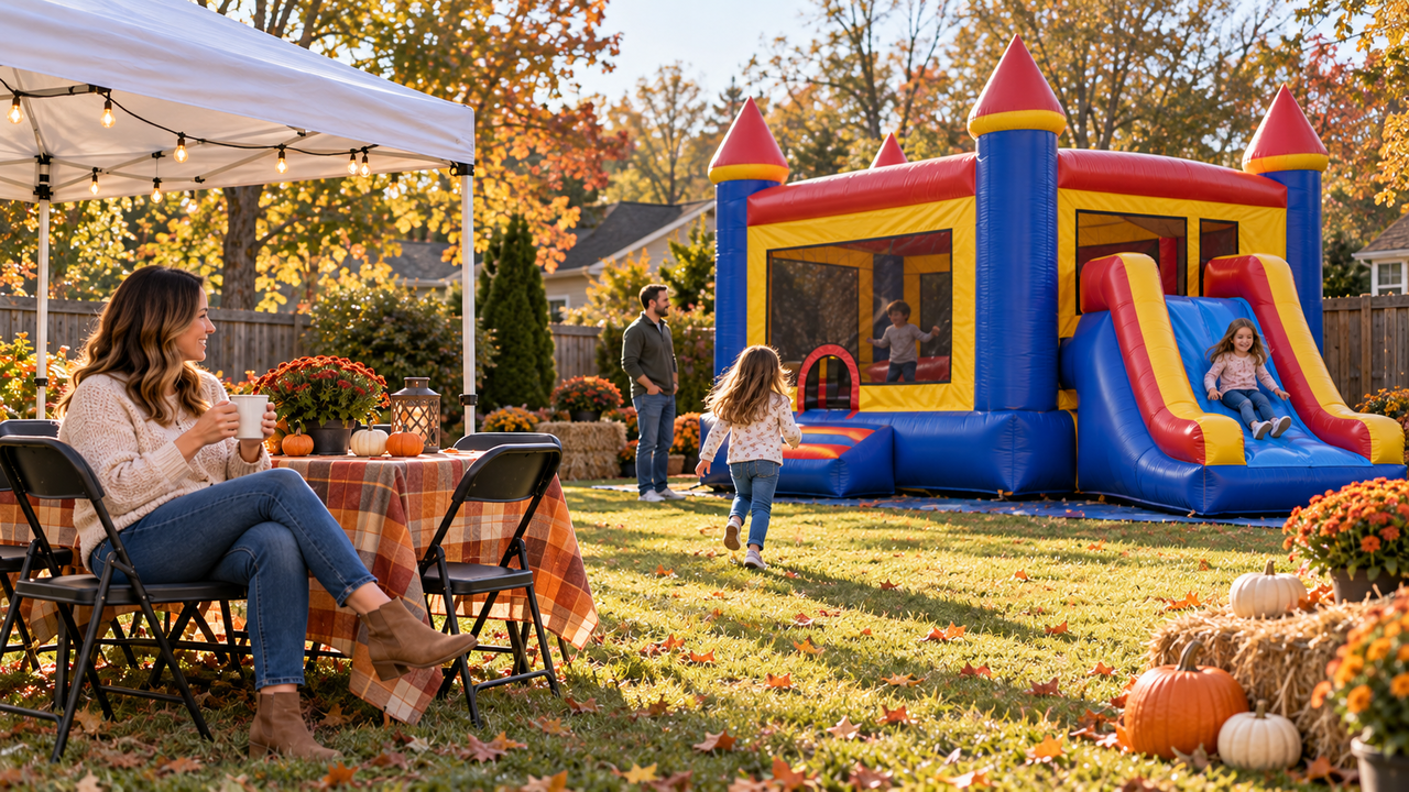 fall birthday party with a bounce house rental in North Georgia