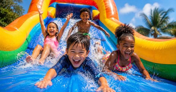 early summer water slide rentals before summer break