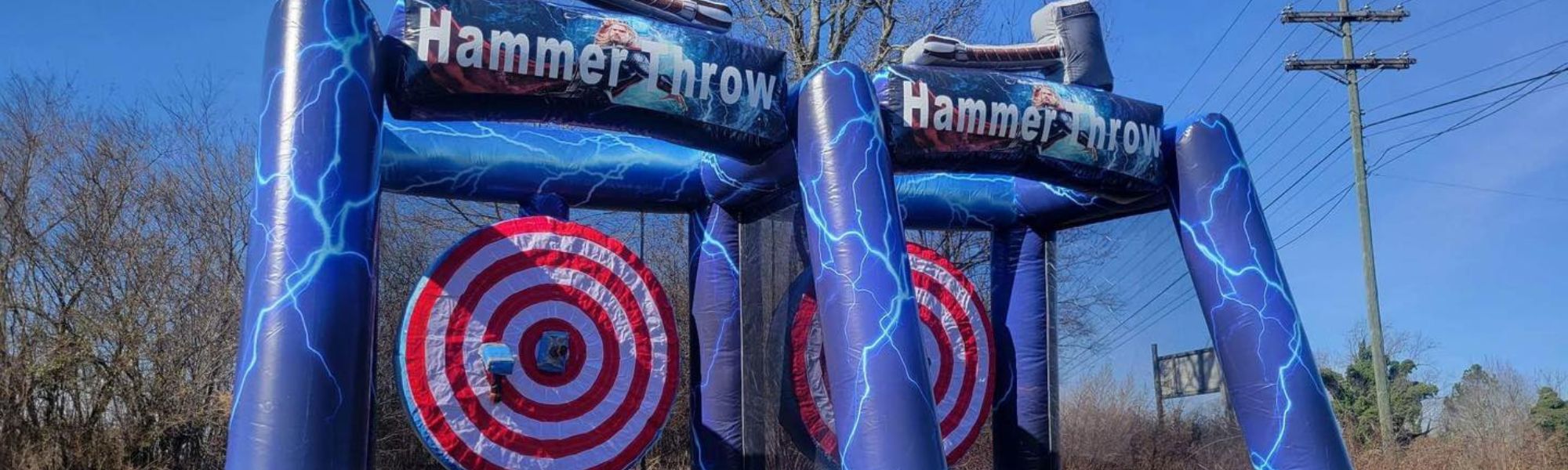 Interactive game rentals from Just A Jumpin set up for guests at a North Georgia event