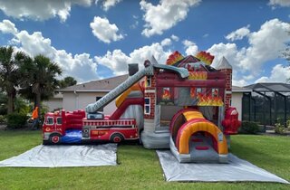 Firetruck Waterslide Combo