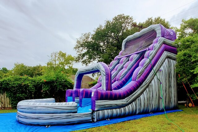 Purple 22ft High Mega Double Slide