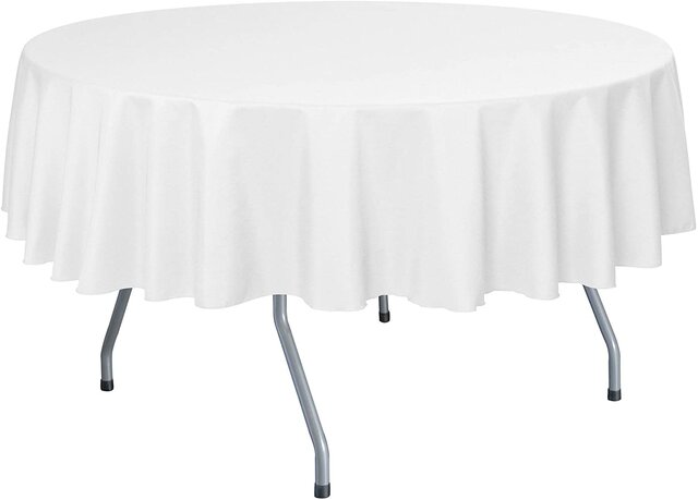 90” White Table Cloth for a 60” round table