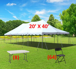 Tent, Table, & Chair Package- Large (20' X 40')