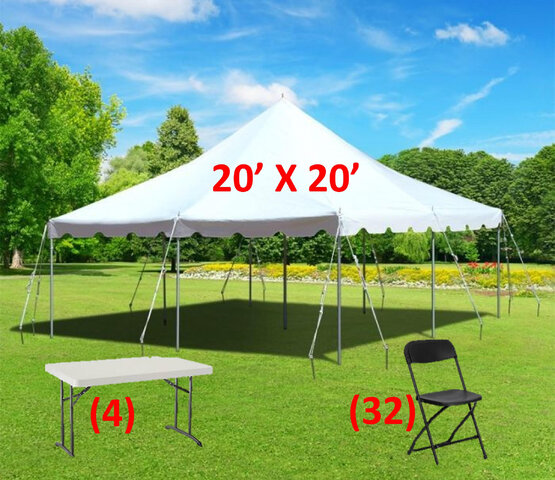 Tent, Table, & Chair Package- Small (20' X 20')