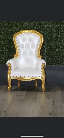 Kids Throne Chair (white & gold)