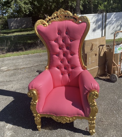 Dark Pink & Gold Queen Throne Chair
