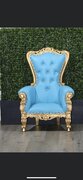 Kids Throne Chair (baby blue & Gold )