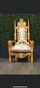 Kids KING Throne Chair (white & gold)