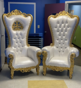 White & Gold Queen Throne Chair