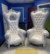 White & Silver Queen Throne Chair