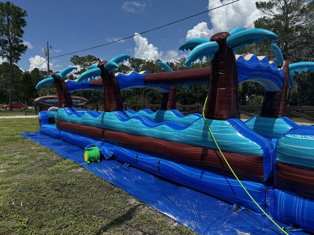 40ft South Beach Dual Lane Slip n Slide With Pool