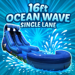 16ft Ocean Wave Single Lane Waterslide