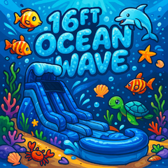 16ft Ocean Wave Single Lane Waterslide