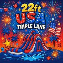 22ft Usa Triple Lane Waterslide With Bounce House