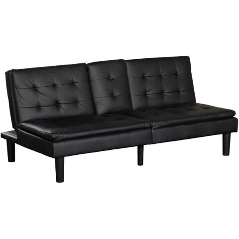 black leather futon