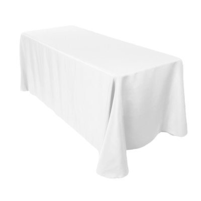 90 X 156 In. Rectangular Polyester Tablecloth White 8ft floor length
